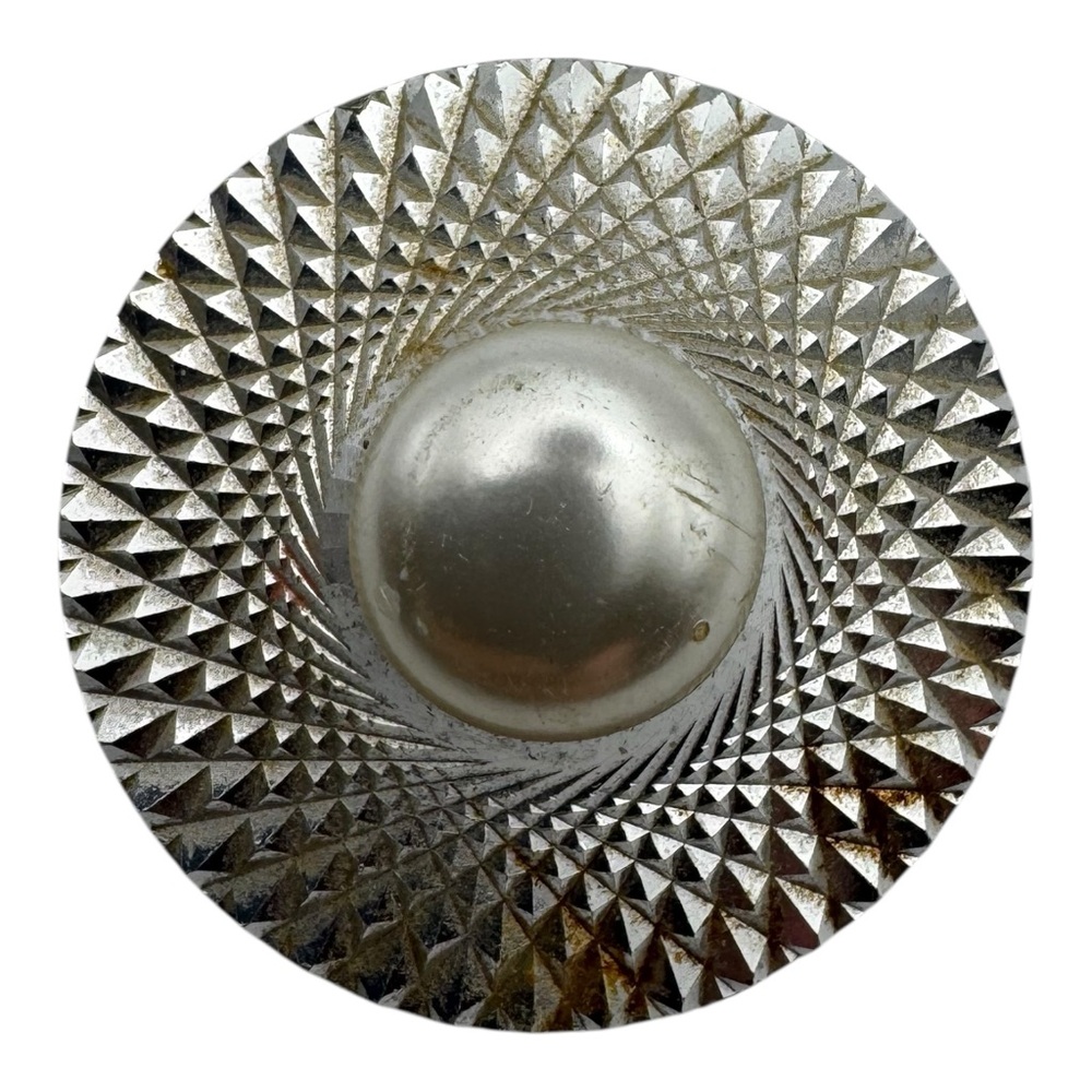 Vintage West Germany‎ Scarf Clip 1” Silver-Tone Dome Geometric Pattern